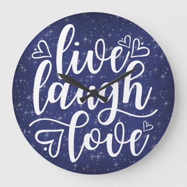 Starry Night Navy Live Lagh Liebe Sprichwort Wall Große Wanduhr (Vorderseite)