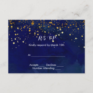 Starry Night Navy und Imitate Gold Glitzer RSVP Karte