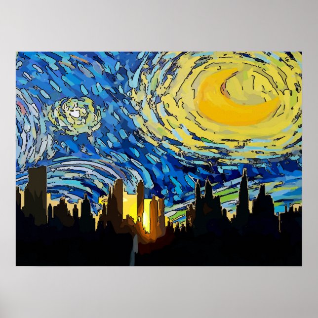Starry Night New York Abstrakt Sky Poster (Vorne)