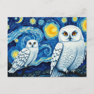 Starry Night Niedlich Vincent Van Gogh Owl Postkarte