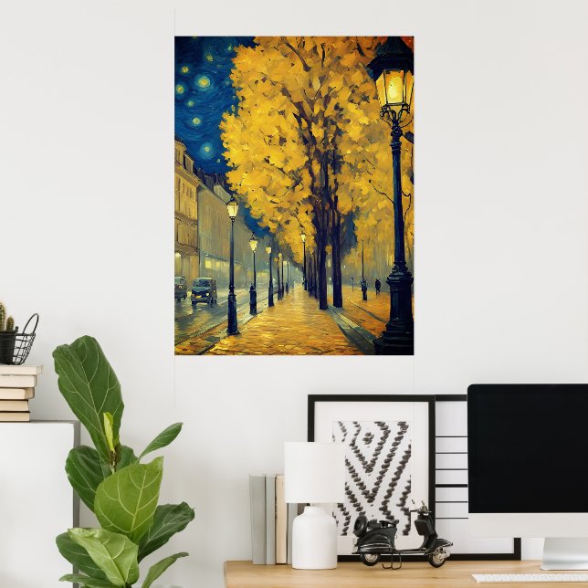 Starry Night on Andrássy Avenue, Budapest Poster (Heimbüro)
