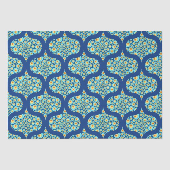 Starry Night on Sea Doodle Mid Mod Ogee Seidenpapier (Vorderseite)