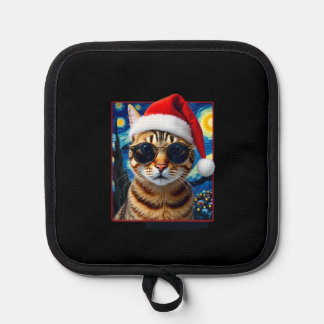 Starry Night Orange Tabby Cat Christmas Topflappen