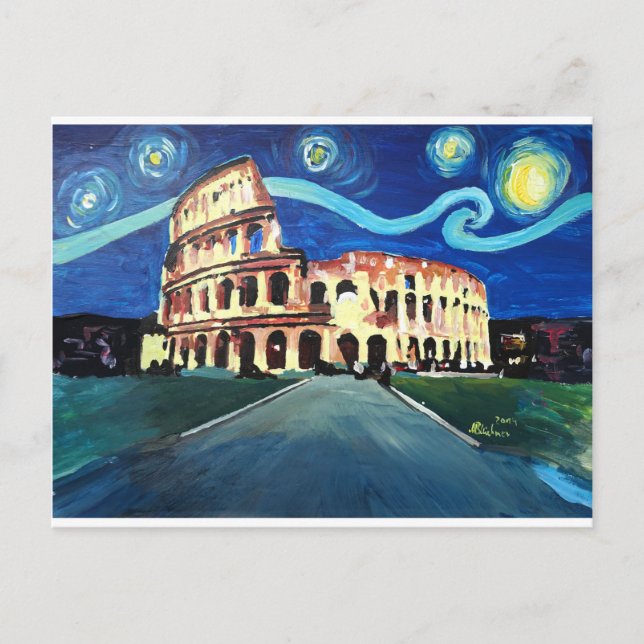 Starry Night over Colloseum in Rom Italien Postkarte (Vorderseite)