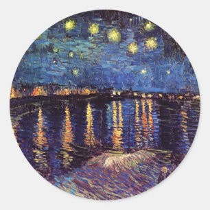 Starry night over Rhone by Van Gogh Runder Aufkleber