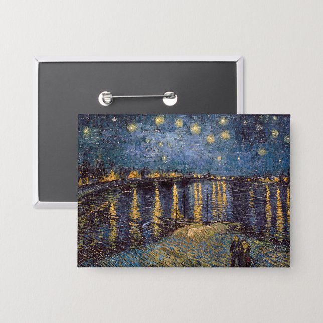 Starry Night Over Rhone River von Vincent Van Gogh Button (Vorderseite/Rückseite)