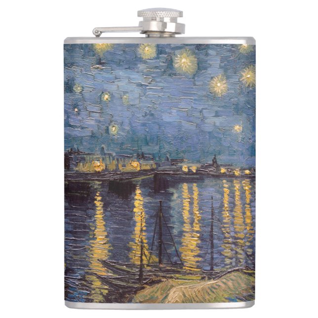 Starry Night Over Rhone River von Vincent Van Gogh Flachmann (Vorderseite)
