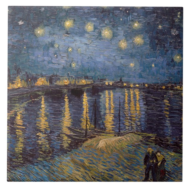 Starry Night Over Rhone River von Vincent Van Gogh Fliese (Vorderseite)