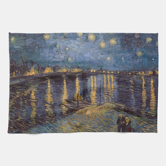 Starry Night Over Rhone River von Vincent Van Gogh Geschirrtuch (Horizontal)