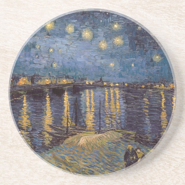 Starry Night Over Rhone River von Vincent Van Gogh Getränkeuntersetzer (Vorne)