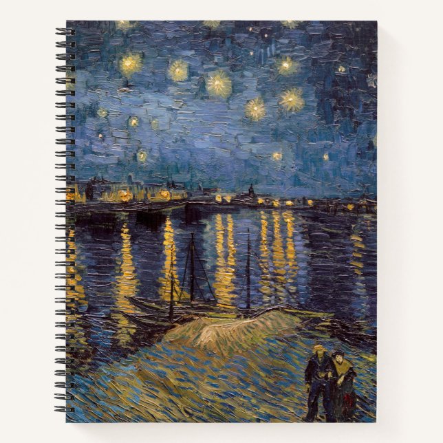 Starry Night Over Rhone River von Vincent Van Gogh Notizbuch (Vorderseite)
