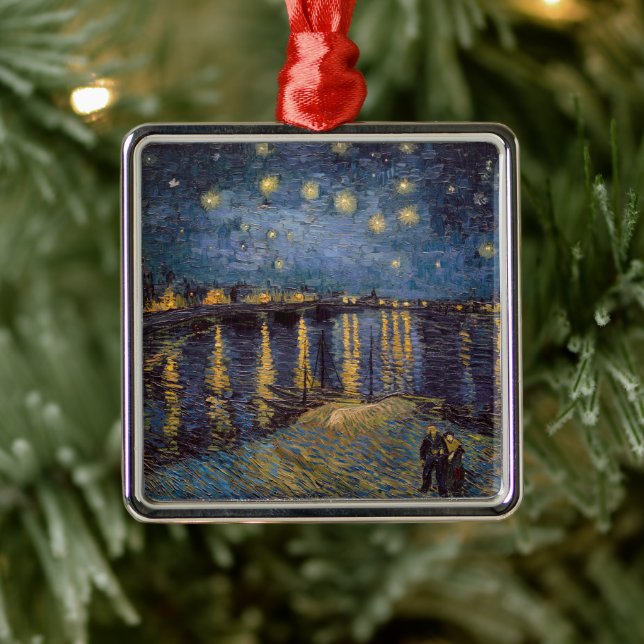 Starry Night Over Rhone River von Vincent Van Gogh Ornament Aus Metall (Baum)