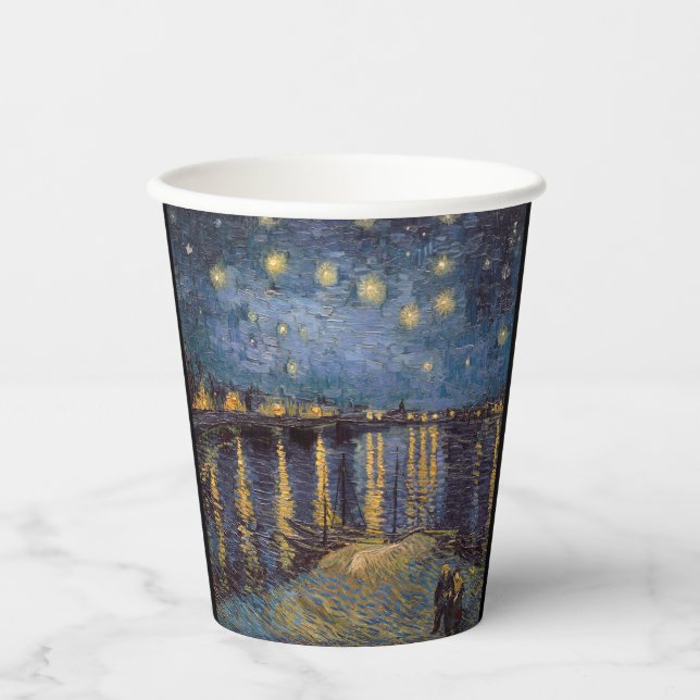Starry Night Over Rhone River von Vincent Van Gogh Pappbecher (Vorderseite)
