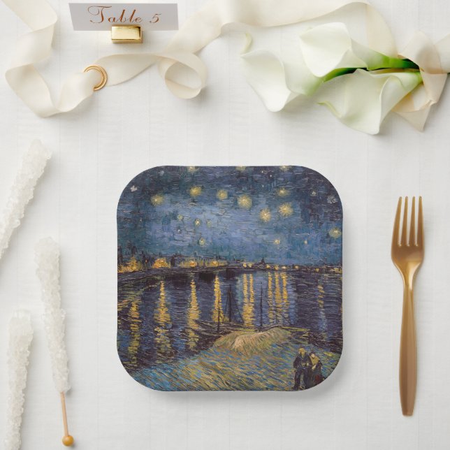 Starry Night Over Rhone River von Vincent Van Gogh Pappteller (Hochzeit)