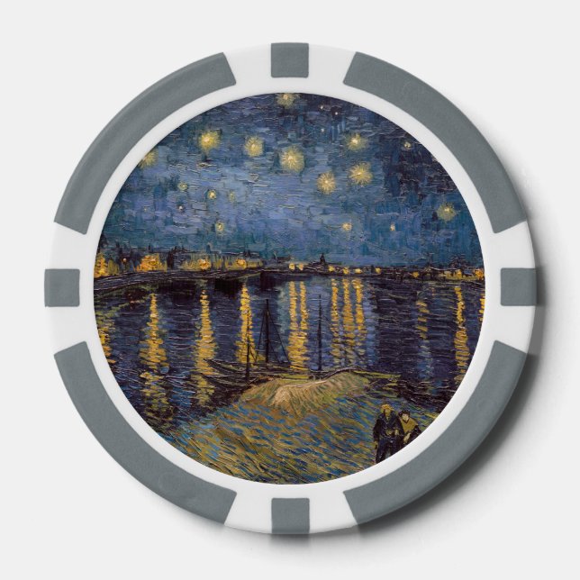 Starry Night Over Rhone River von Vincent Van Gogh Pokerchips (Vorderseite)