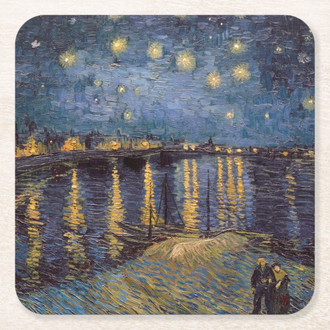 Starry Night Over Rhone River von Vincent Van Gogh Rechteckiger Pappuntersetzer (Vorderseite)