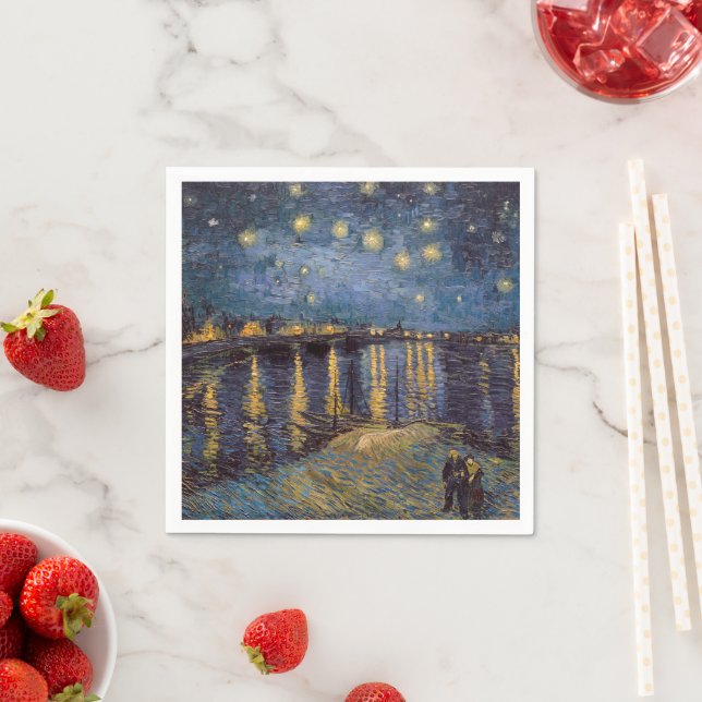 Starry Night Over Rhone River von Vincent Van Gogh Serviette (Beispiel)