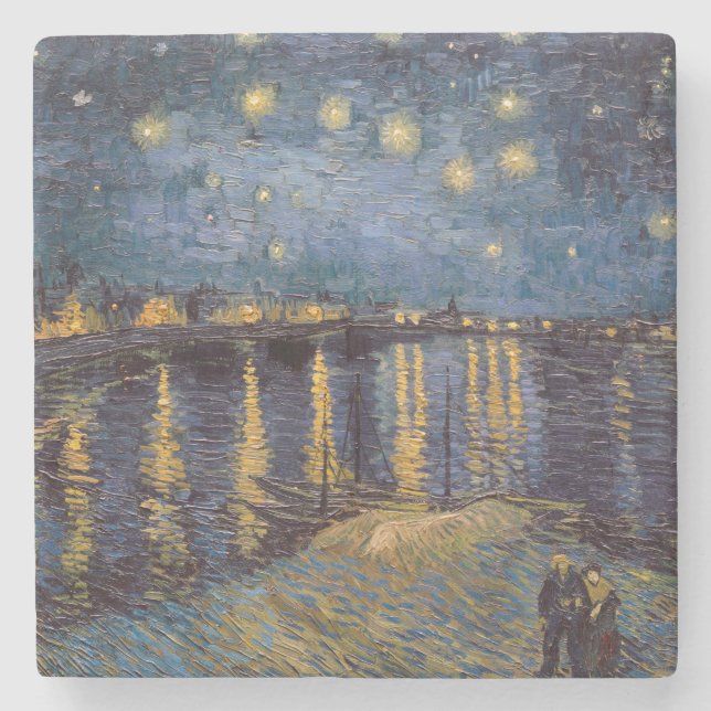 Starry Night Over Rhone River von Vincent Van Gogh Steinuntersetzer (Vorderseite)