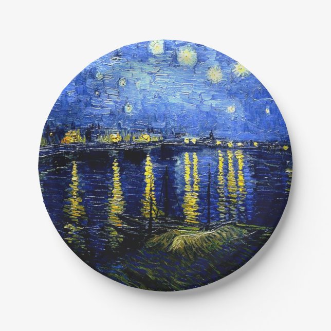 Starry Night over Rhone, Van Gogh art Pappteller (Vorderseite)
