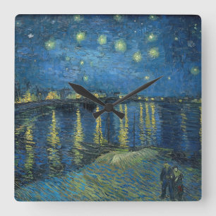 Starry Night Over the Rhone (1888) Vincent van Gog Quadratische Wanduhr