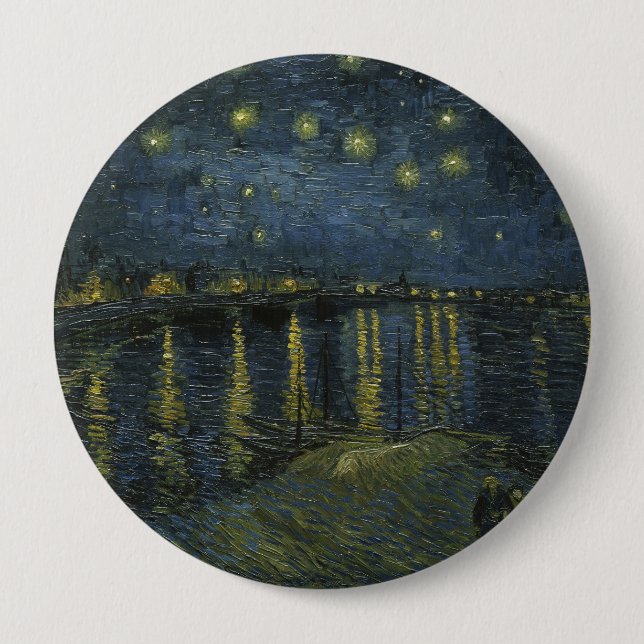 Starry Night Over the Rhône, Ölgemälde Van Gogh Button (Vorderseite)