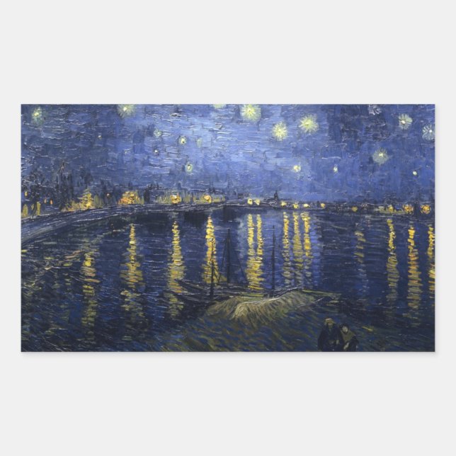 Starry Night Over the Rhone - Van Gogh (1888) Rechteckiger Aufkleber (Vorderseite)