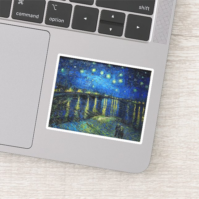 Starry Night Over the Rhone von Vincent Van Gogh Aufkleber (Detail)