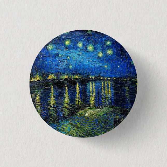 Starry Night Over the Rhone von Vincent Van Gogh Button (Vorderseite)