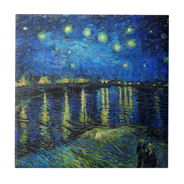 Starry Night Over the Rhone von Vincent Van Gogh Fliese (Vorderseite)