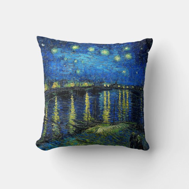 Starry Night Over the Rhone von Vincent Van Gogh Kissen (Vorderseite)