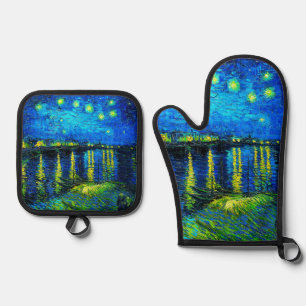 Starry Night Over the Rhone von Vincent Van Gogh Ofenhandschuh & Topflappen-Set