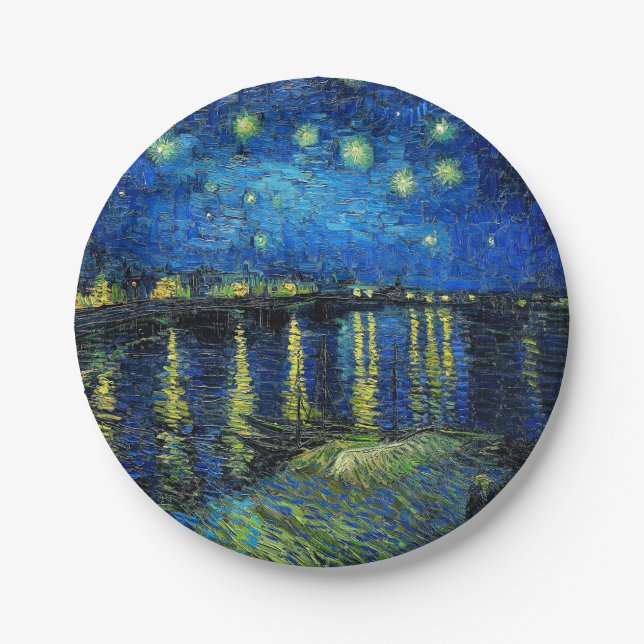 Starry Night Over the Rhone von Vincent Van Gogh Pappteller (Vorderseite)