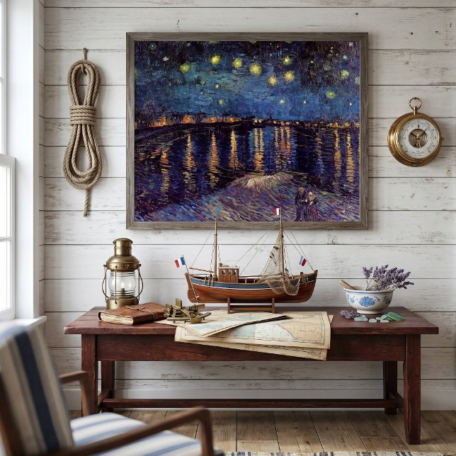 Starry Night Over the Rhone von Vincent van Gogh Poster (Starry Night Over The Rhone by Vincent van Gogh is a vintage fine art post impressionism painting.)