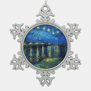 Starry Night Over the Rhone von Vincent Van Gogh Schneeflocken Zinn-Ornament