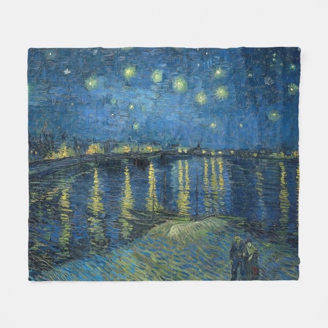 Starry Night Over the River Rhone (von van Gogh) Fleecedecke (Vorderseite (Horizontal))