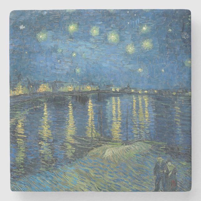 Starry Night Over the River Rhone (von van Gogh) Steinuntersetzer (Vorderseite)
