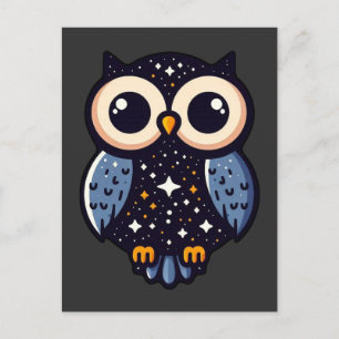 Starry Night Owl Art - skurrile, nächtliche, Stern Postkarte