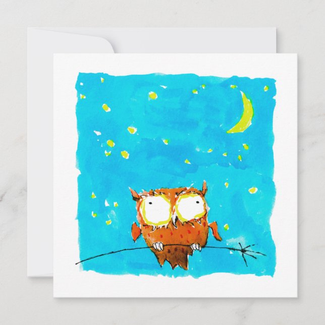 Starry Night Owl Feiertagskarte (Vorderseite)