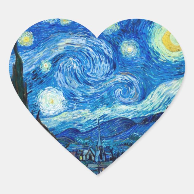 Starry Night Painting by Painter Vincent Van Gogh Herz-Aufkleber (Vorderseite)