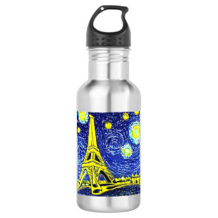 Starry Night Paris Frankreich Edelstahlflasche