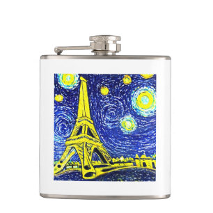 Starry Night Paris Frankreich Flachmann