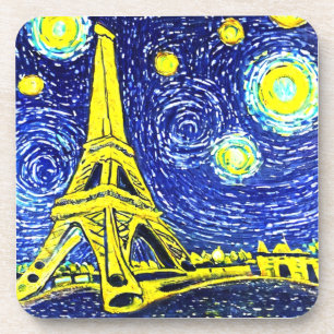 Starry Night Paris Frankreich Getränkeuntersetzer