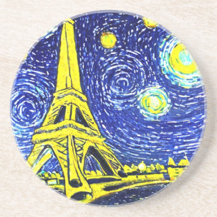 Starry Night Paris Frankreich Getränkeuntersetzer