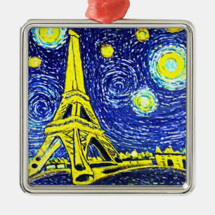 Starry Night Paris Frankreich Ornament Aus Metall