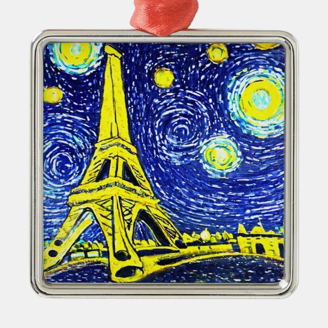 Starry Night Paris Frankreich Ornament Aus Metall (Vorne)