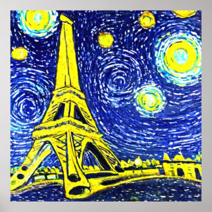 Starry Night Paris Frankreich Poster