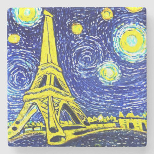 Starry Night Paris Frankreich Steinuntersetzer