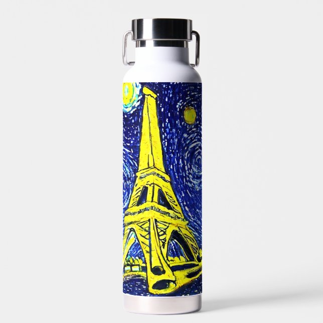 Starry Night Paris Frankreich Trinkflasche (Vorne)