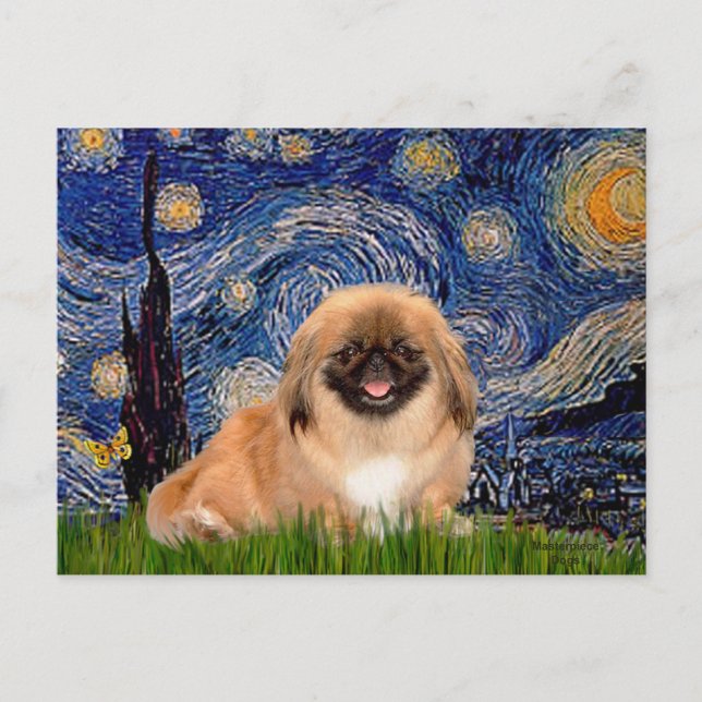 Starry Night - Pekingese 1 Postkarte (Vorderseite)