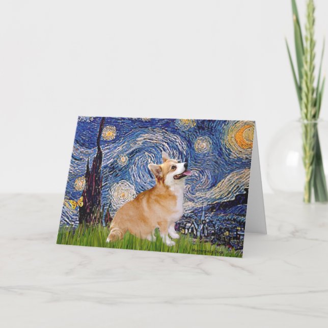 Starry Night - Pembroke Welsh Corgi 7b Karte (Vorderseite)